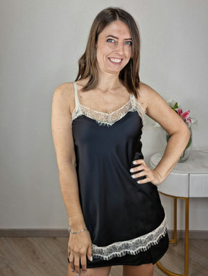 TOP SATIN NERO
