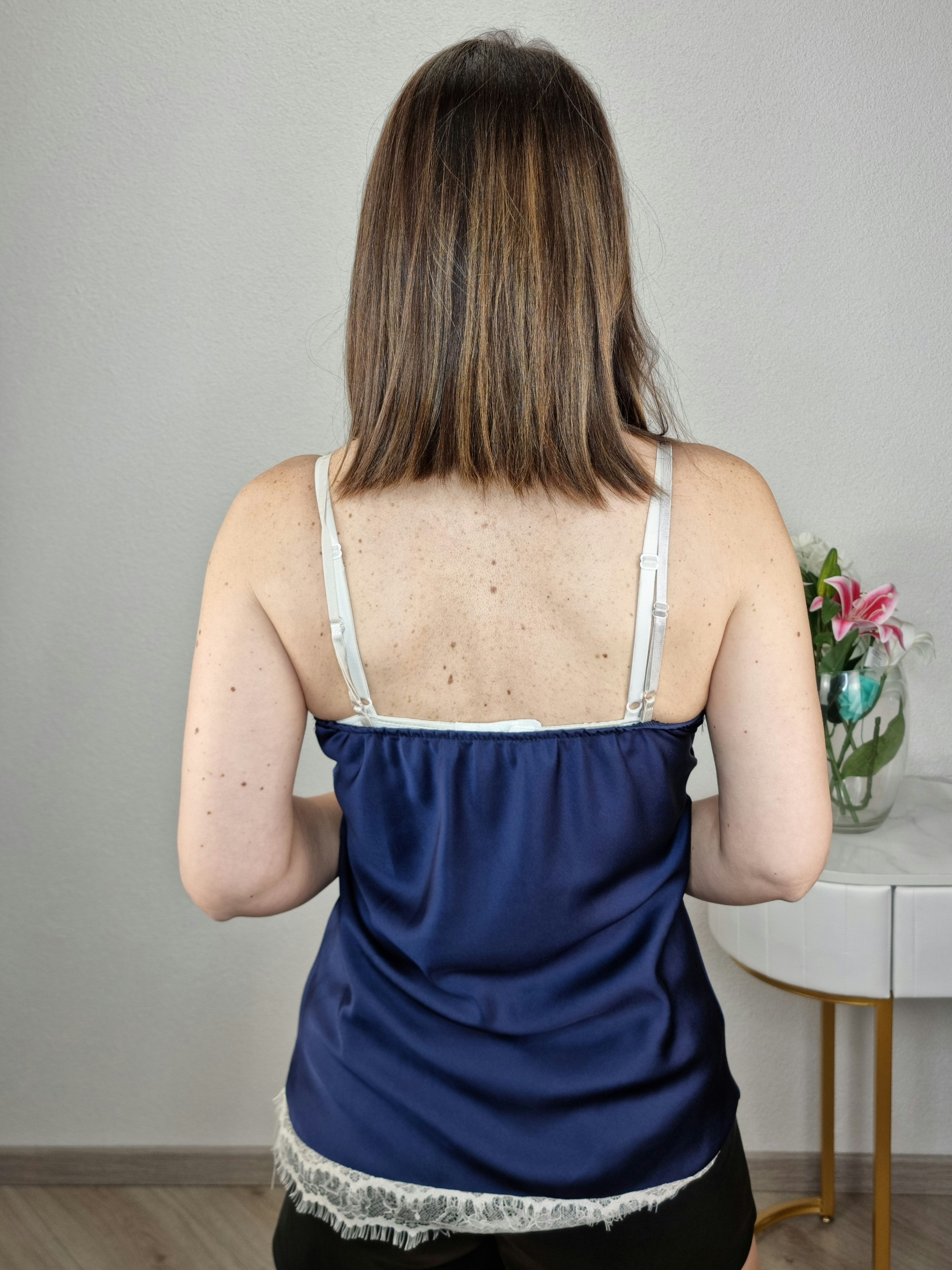 TOP SATIN BLU