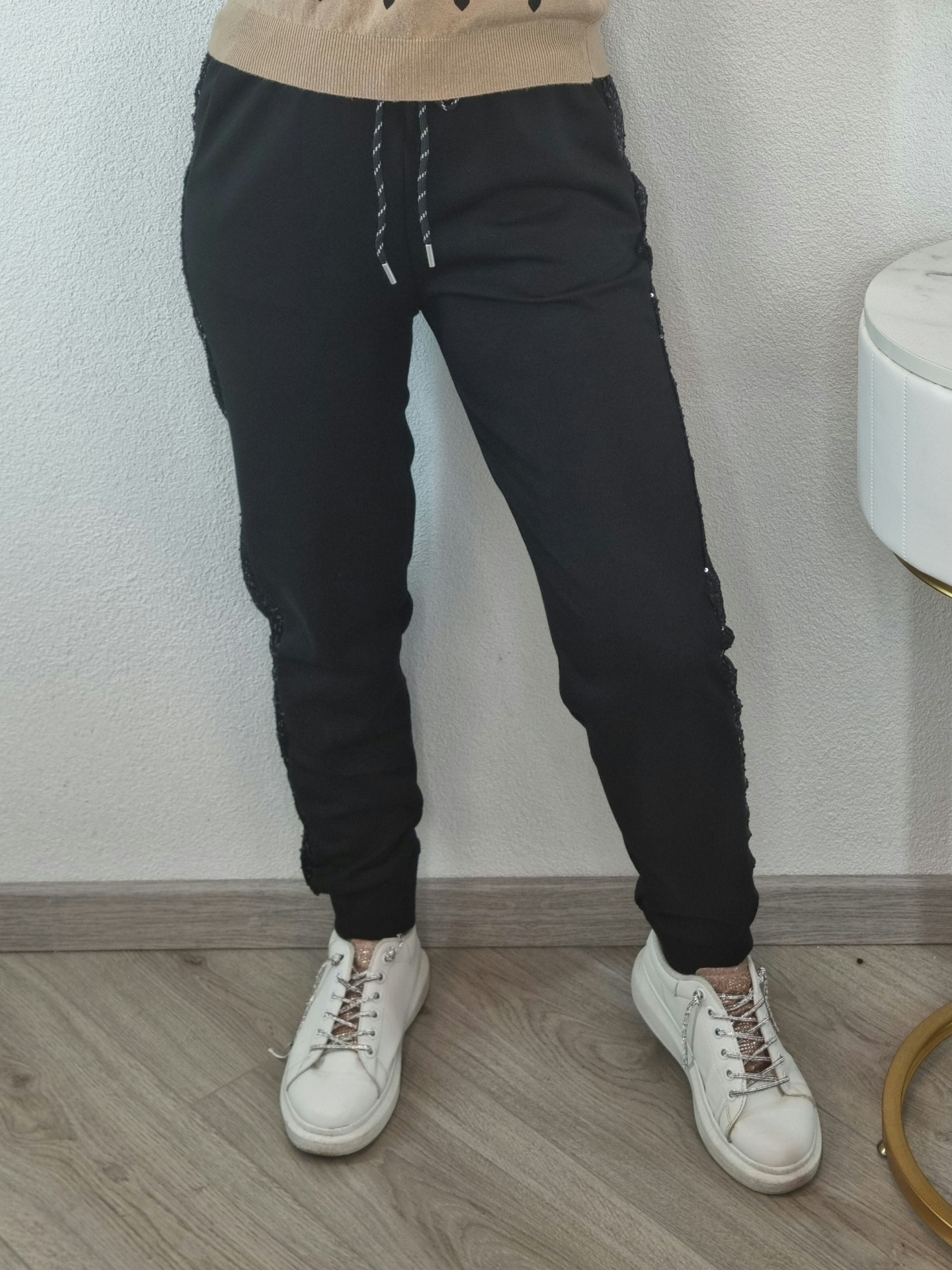 PANTALONE PAILETTES NERO
