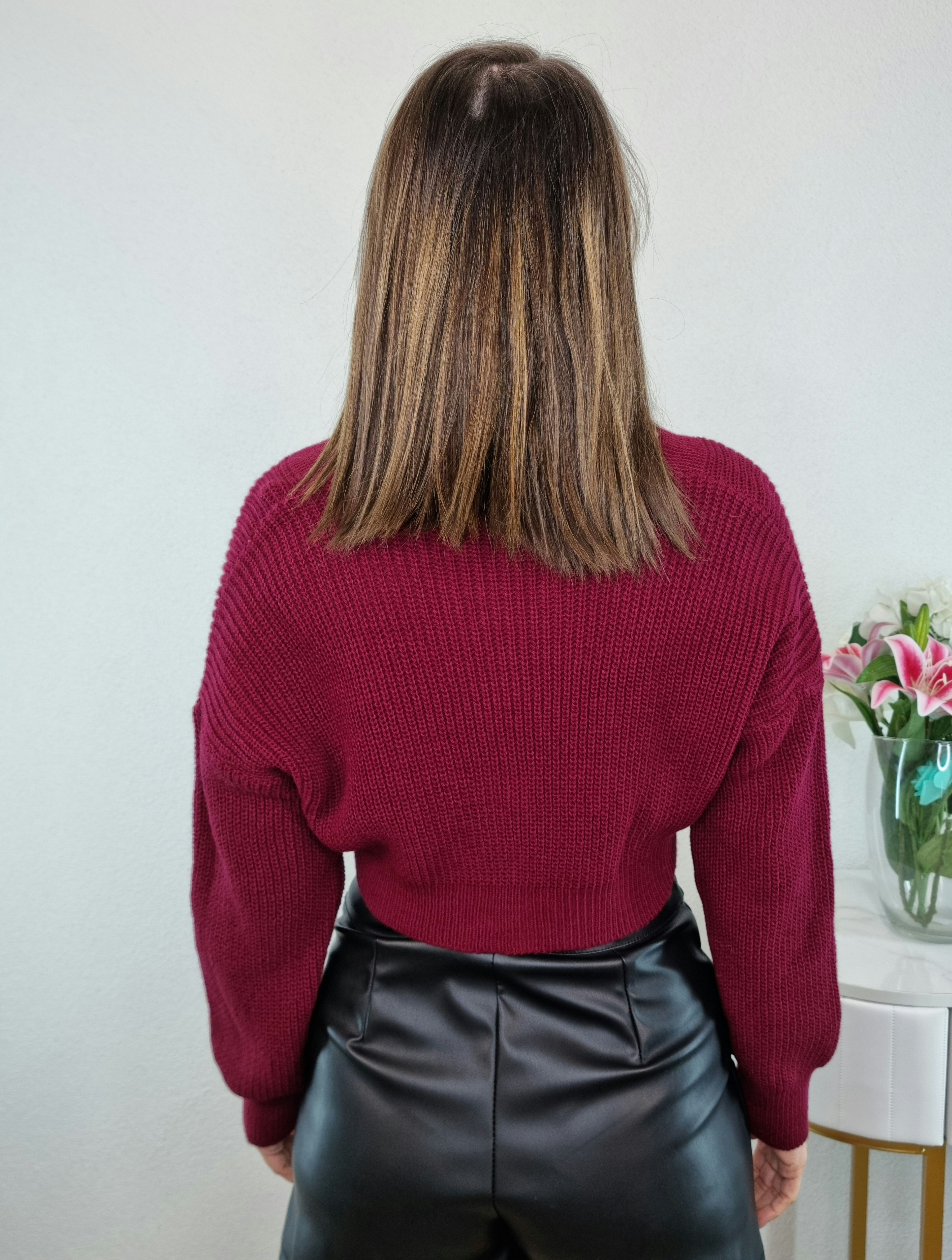 CARDIGAN CROP STELLA BORDEAUX