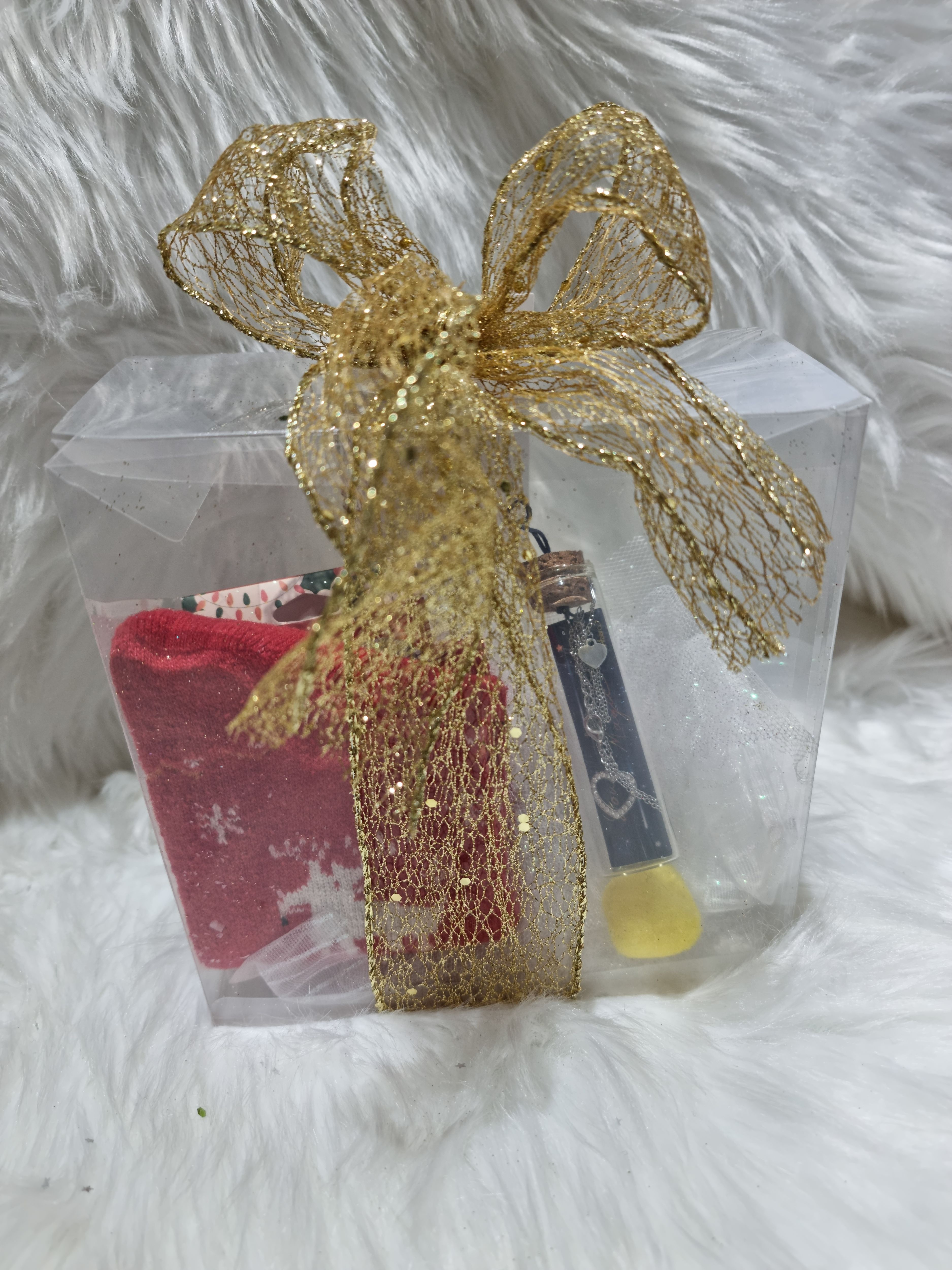 CONFEZIONE CALZINO IN LANA RENNA E CIONDOLO CUORE ARGENTO