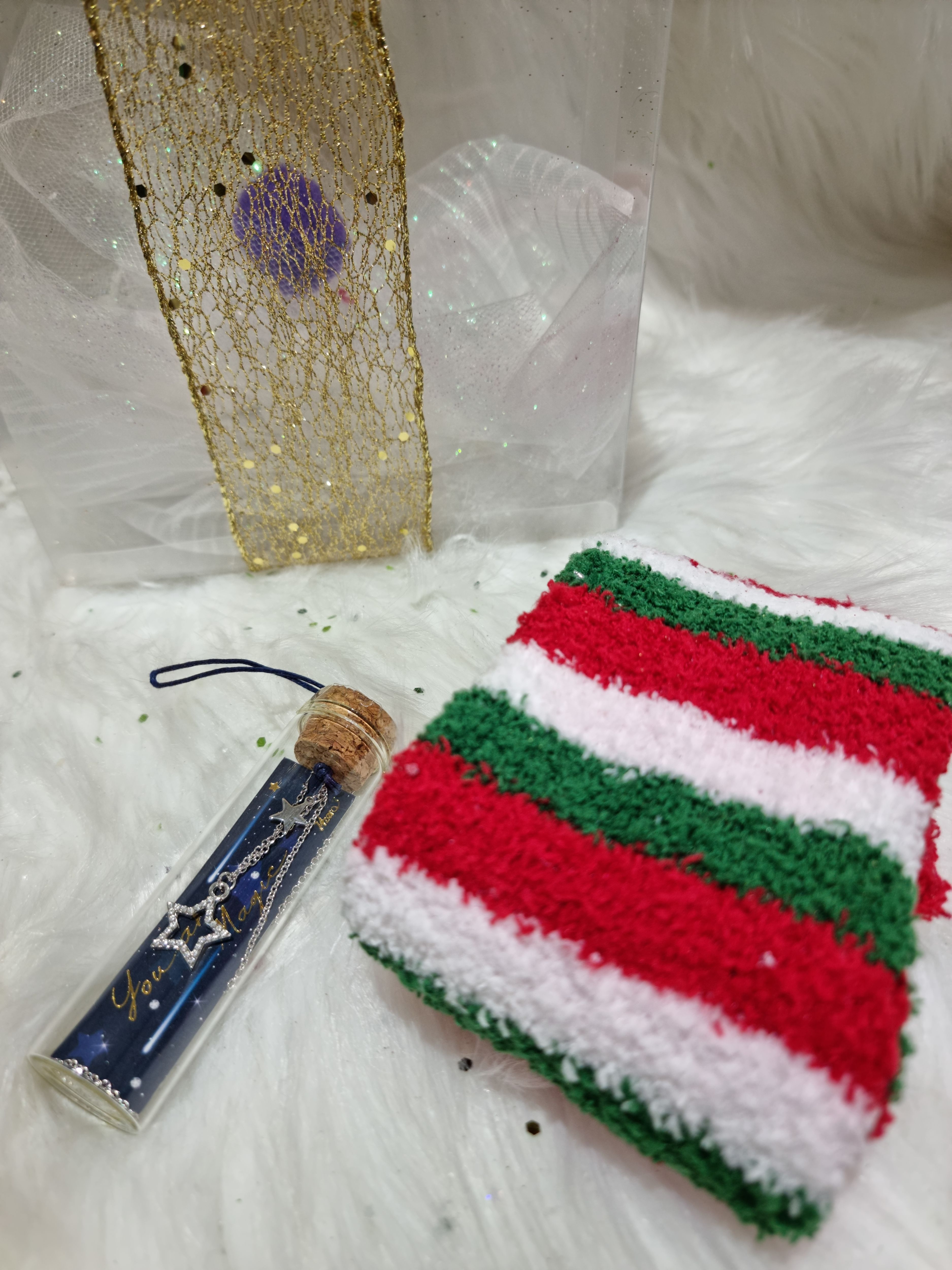 CONFEZIONE CALZINO LANA RIGHE E CIONDOLO STELLA