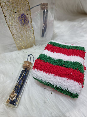 CONFEZIONE CALZINO LANA RIGHE E CIONDOLO CUORE