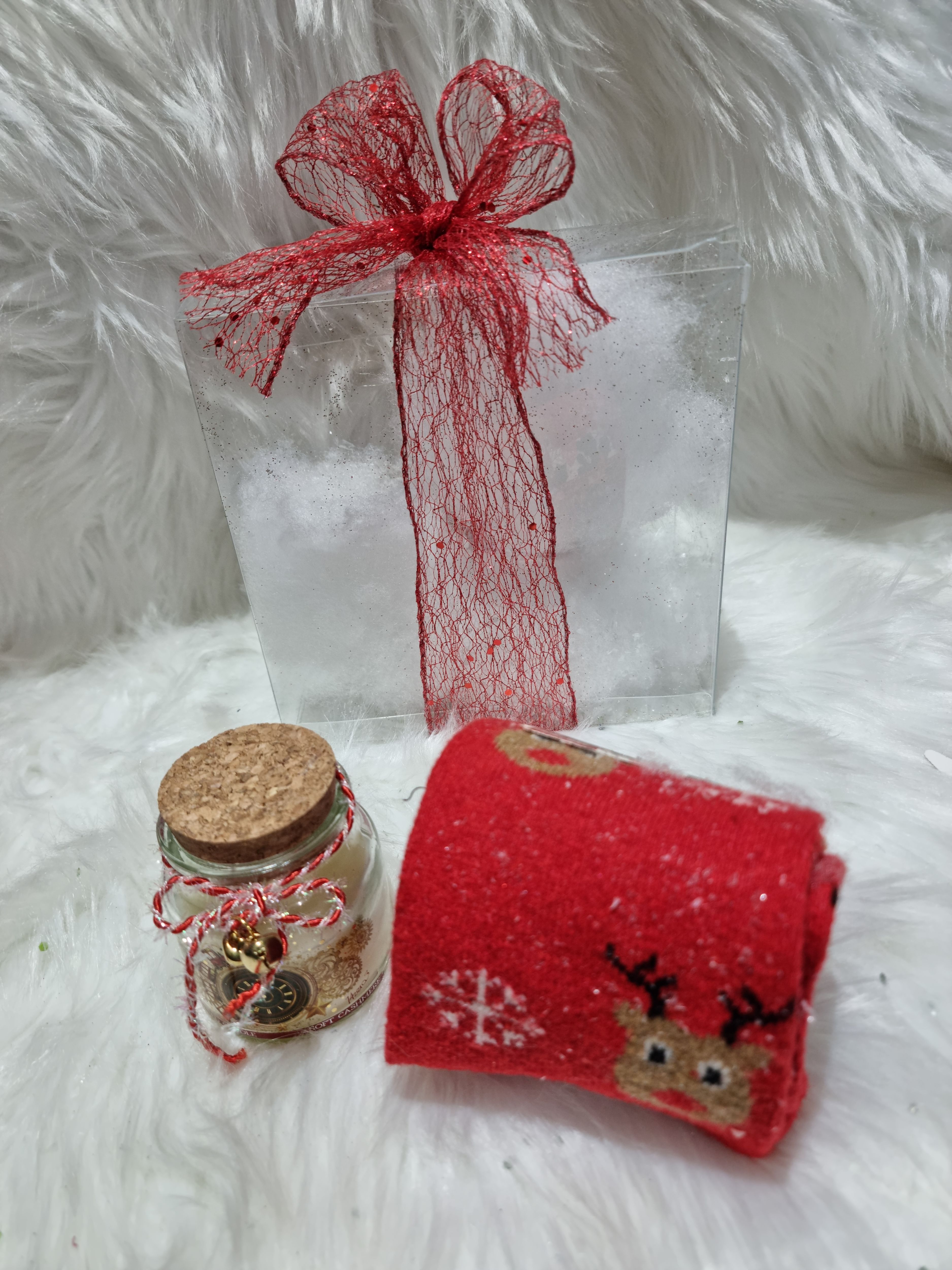 CONFEZIONE CALZINO LANA RENNA E CANDELA