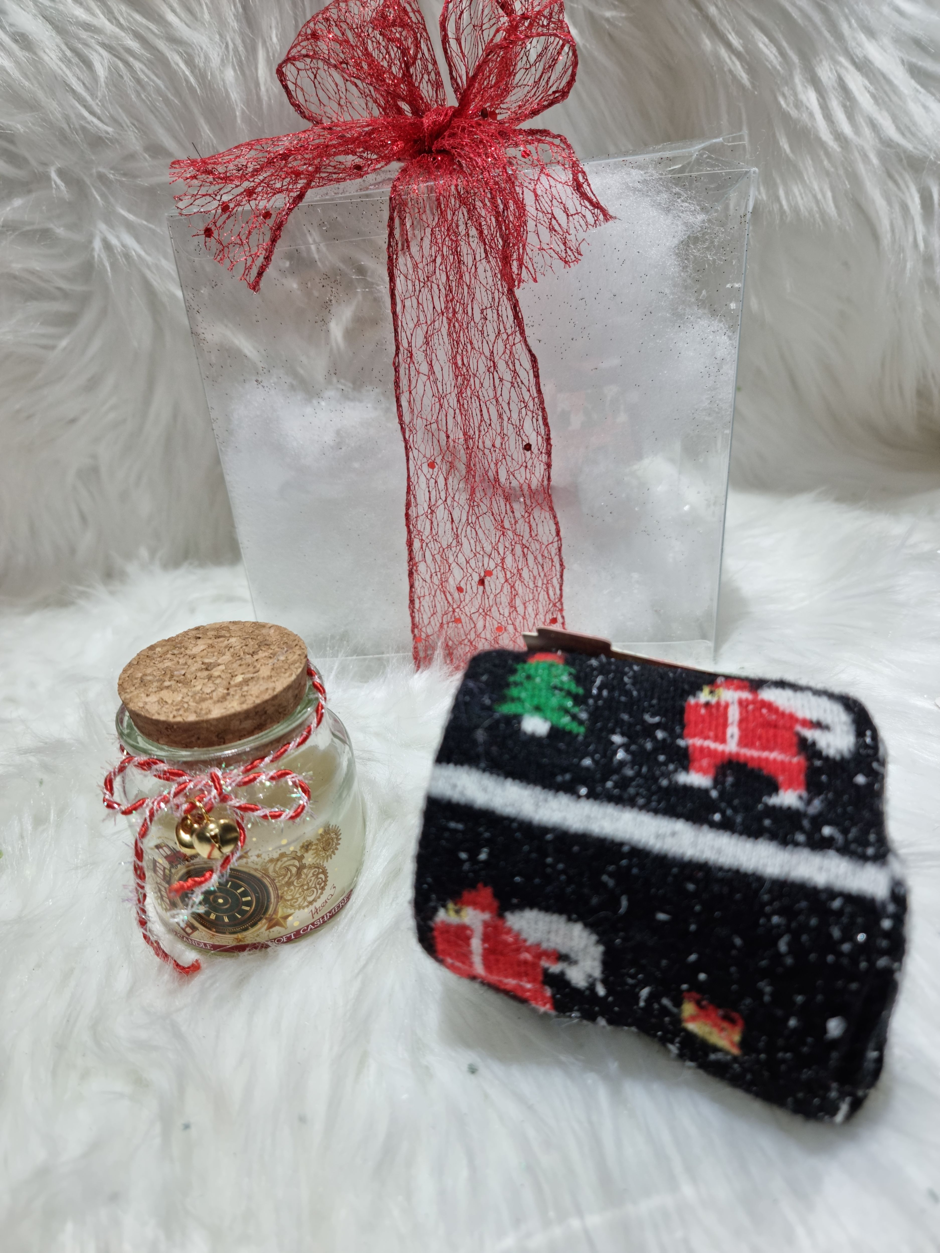 CONFEZIONE CALZINO LANA NERO E CANDELA