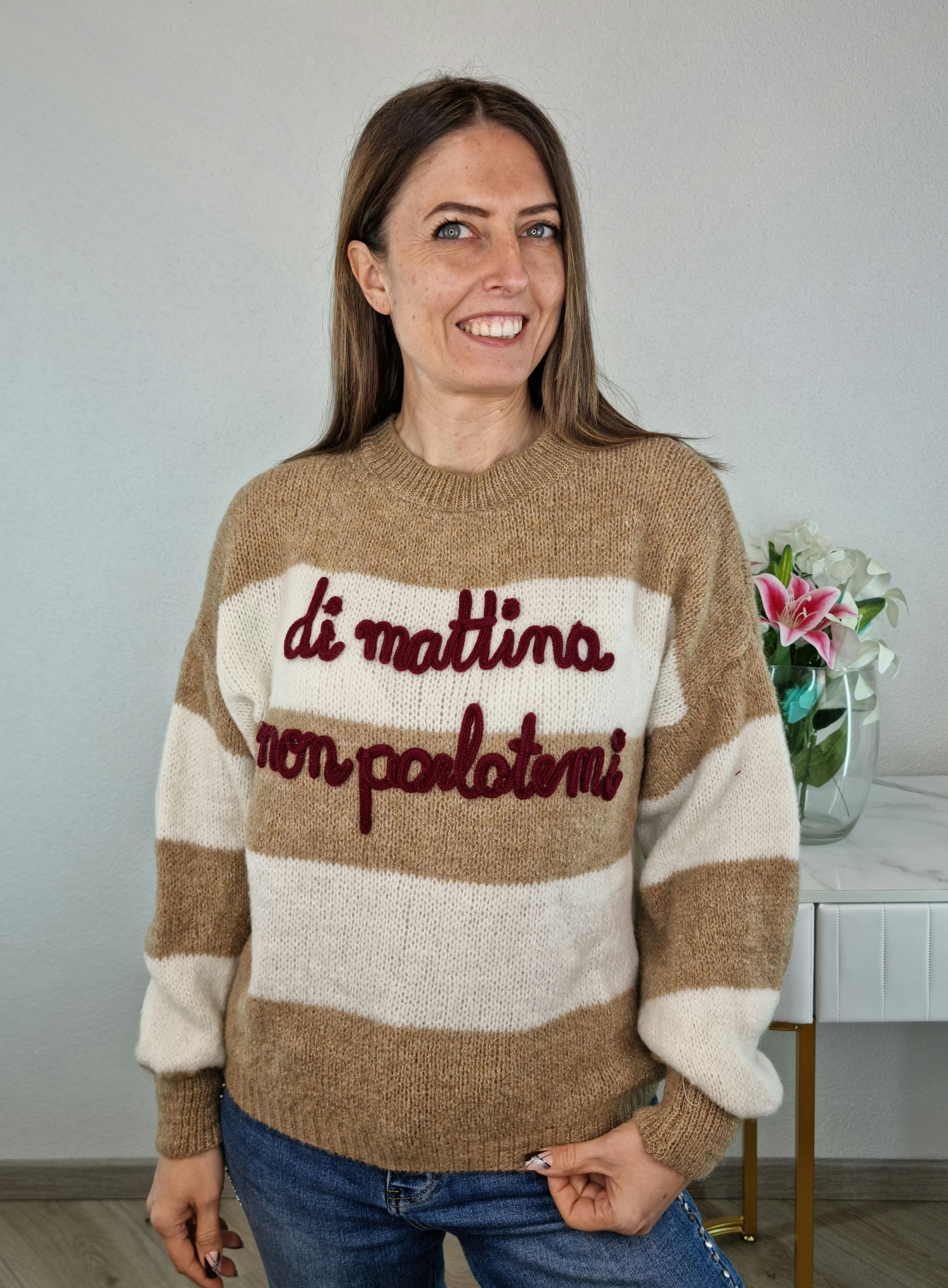 PULL NON PARLATEMI BEIGE