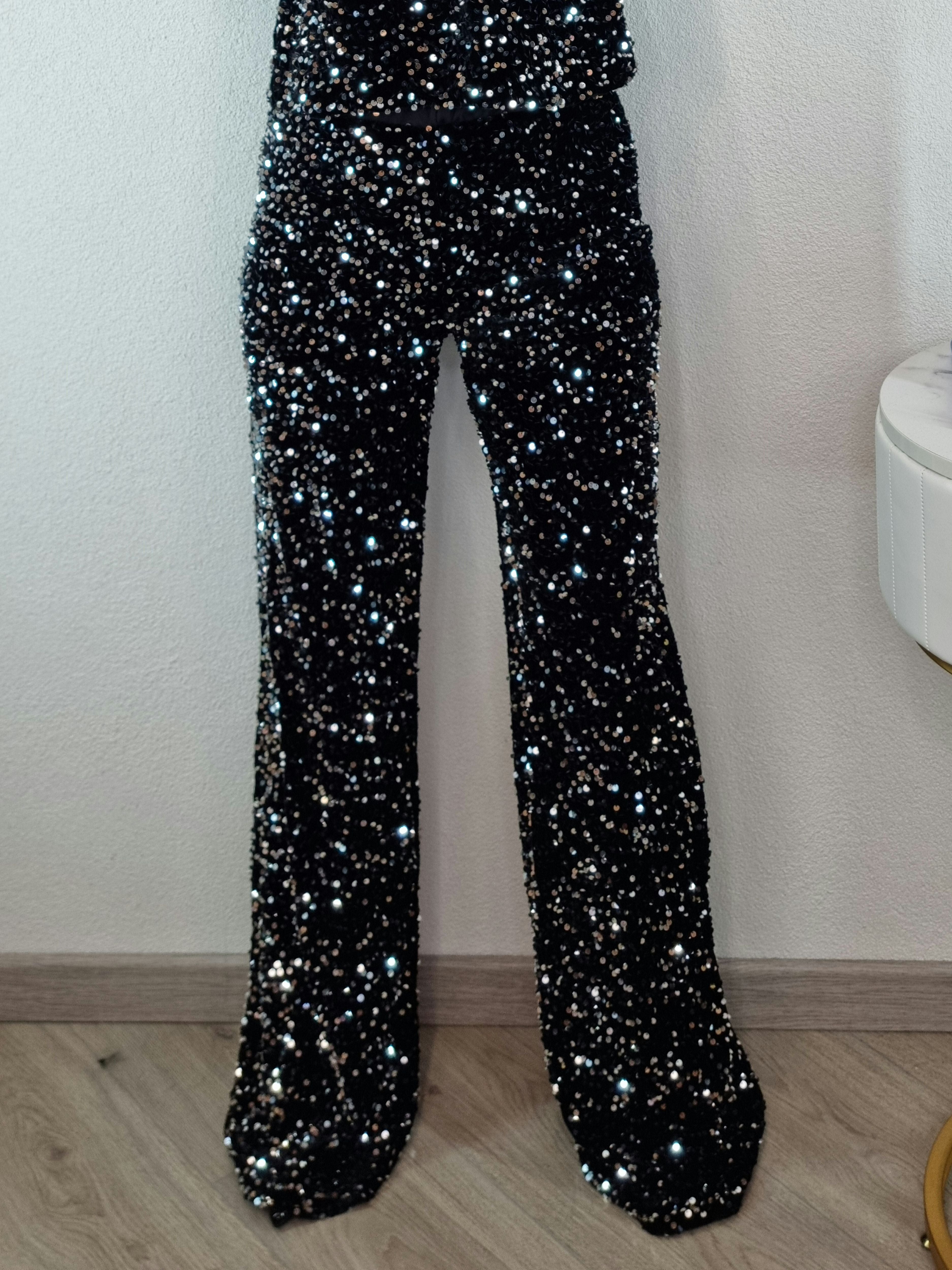 PANTALONE PAILLETTES NERO