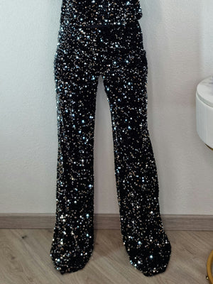 PANTALONE PAILLETTES NERO
