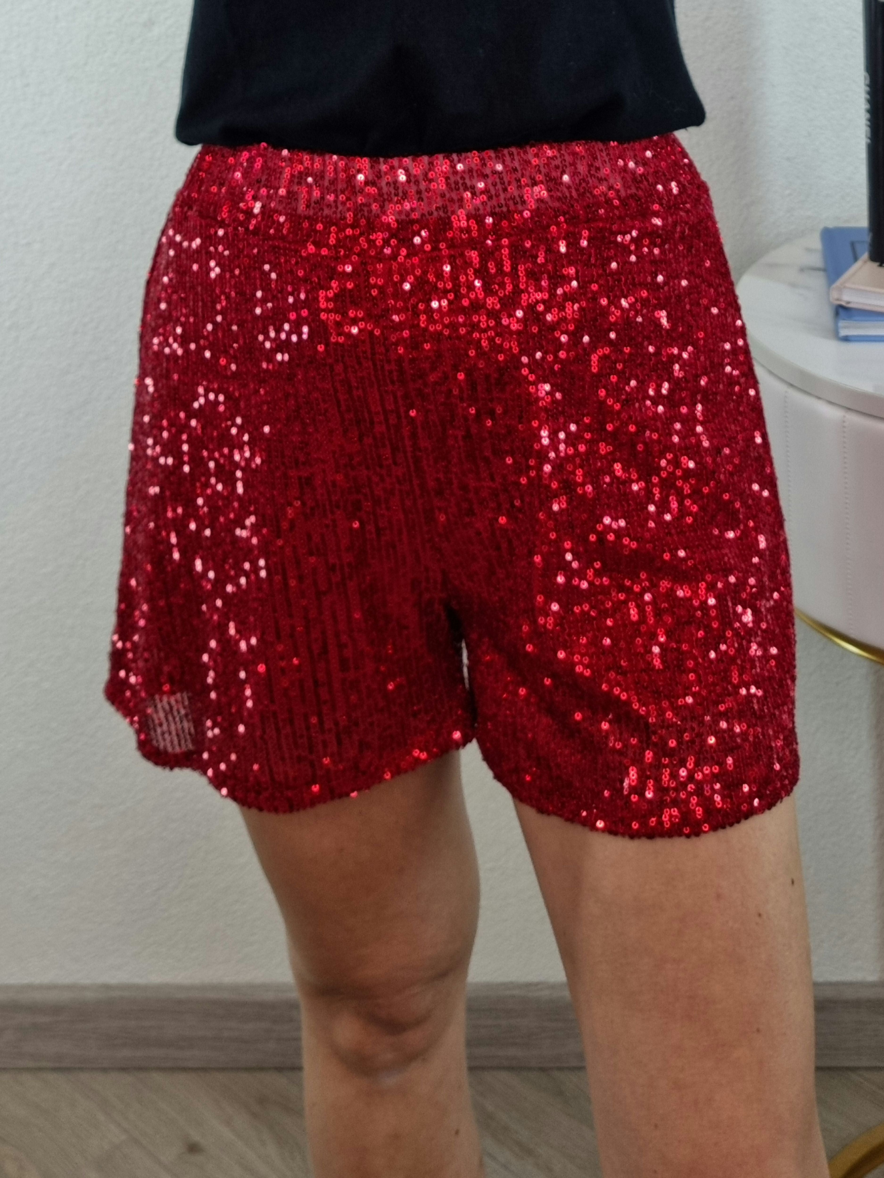 SHORT PAILLETTES ROSSO