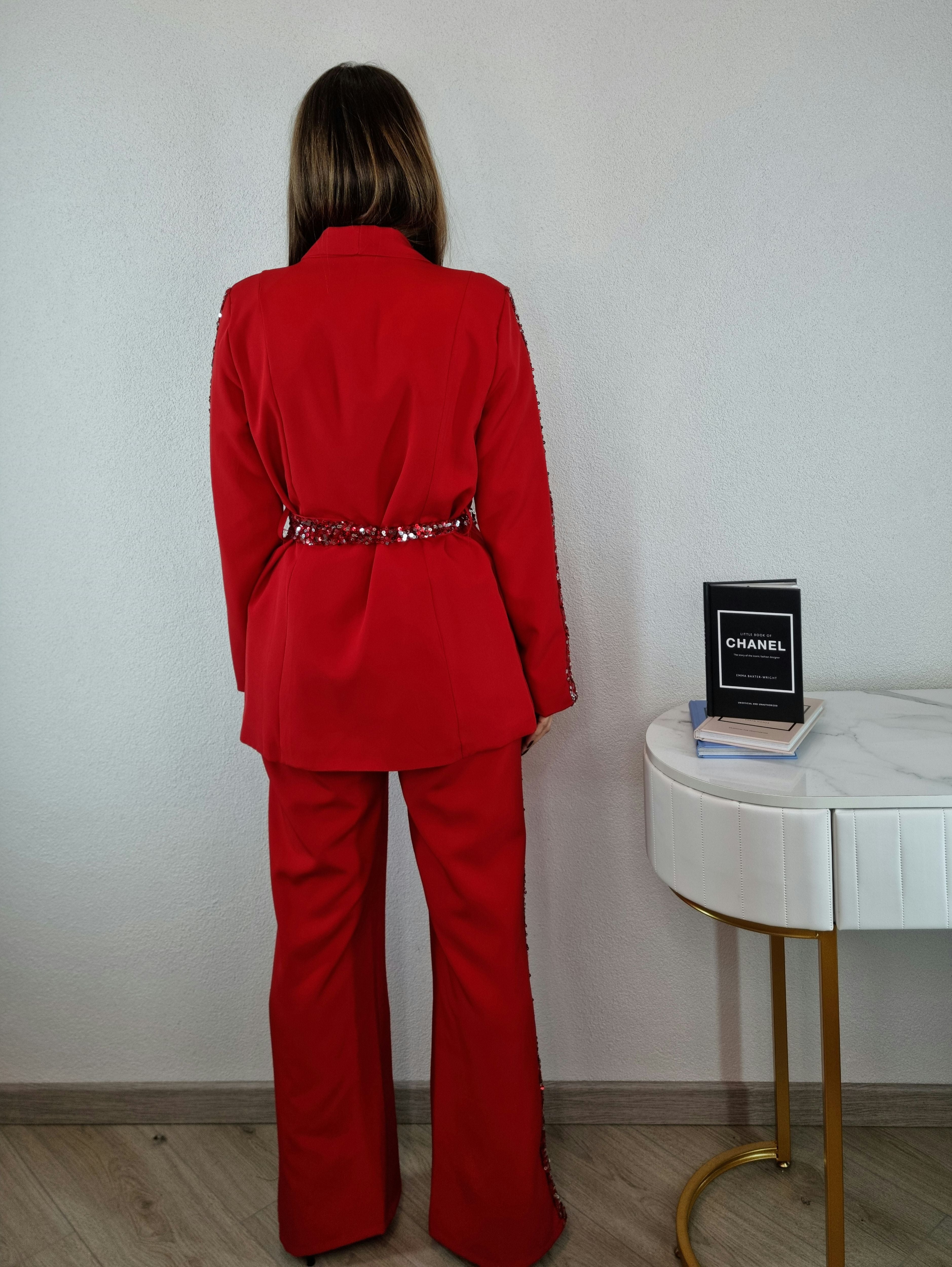 COMPLETO PAILLETTES ROSSO