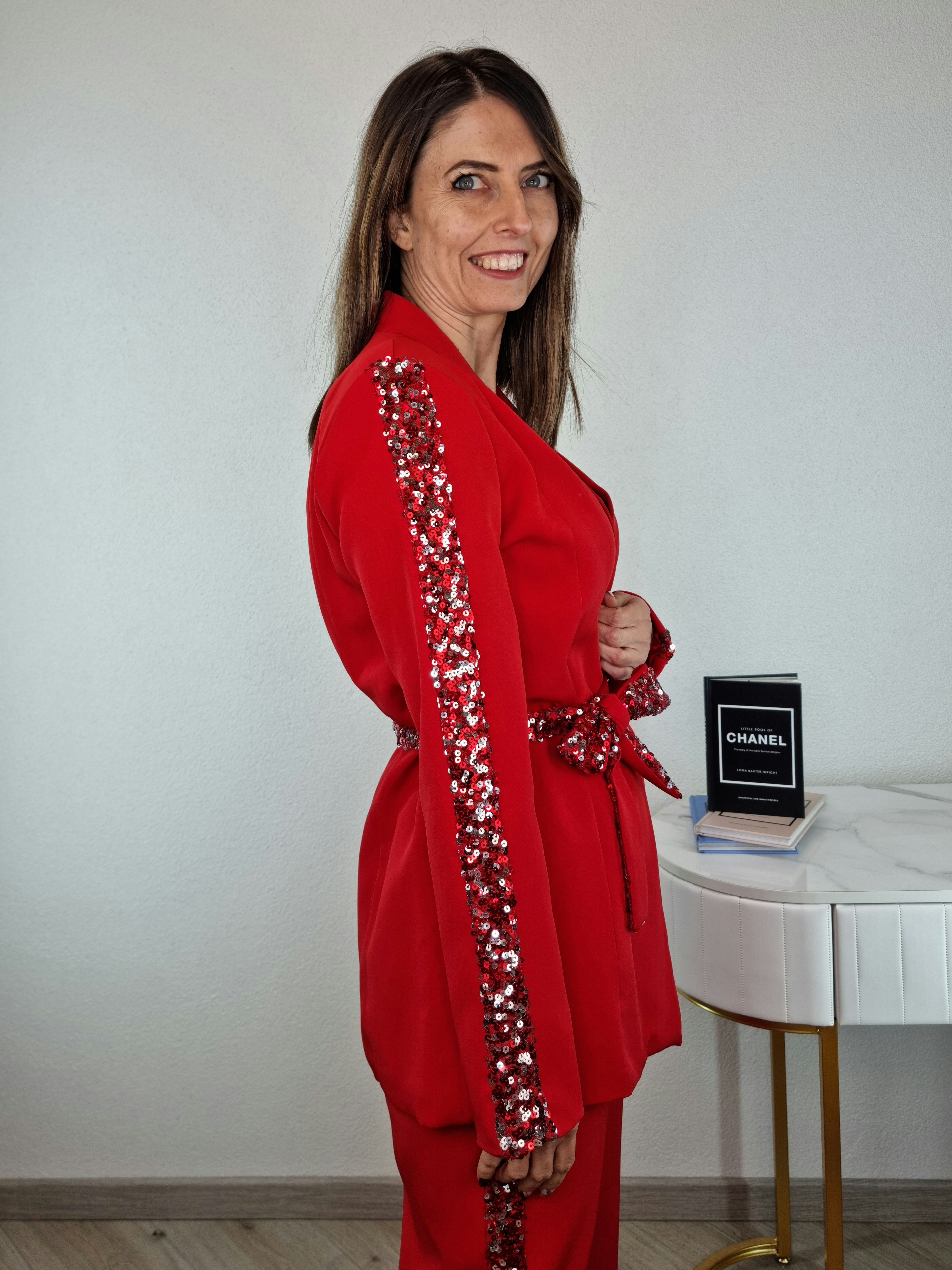 COMPLETO PAILLETTES ROSSO