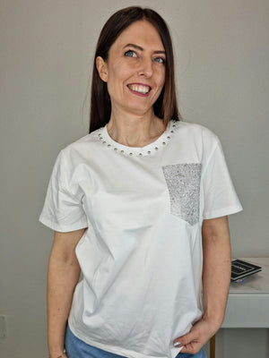 T-SHIRT TASCA STRASS
