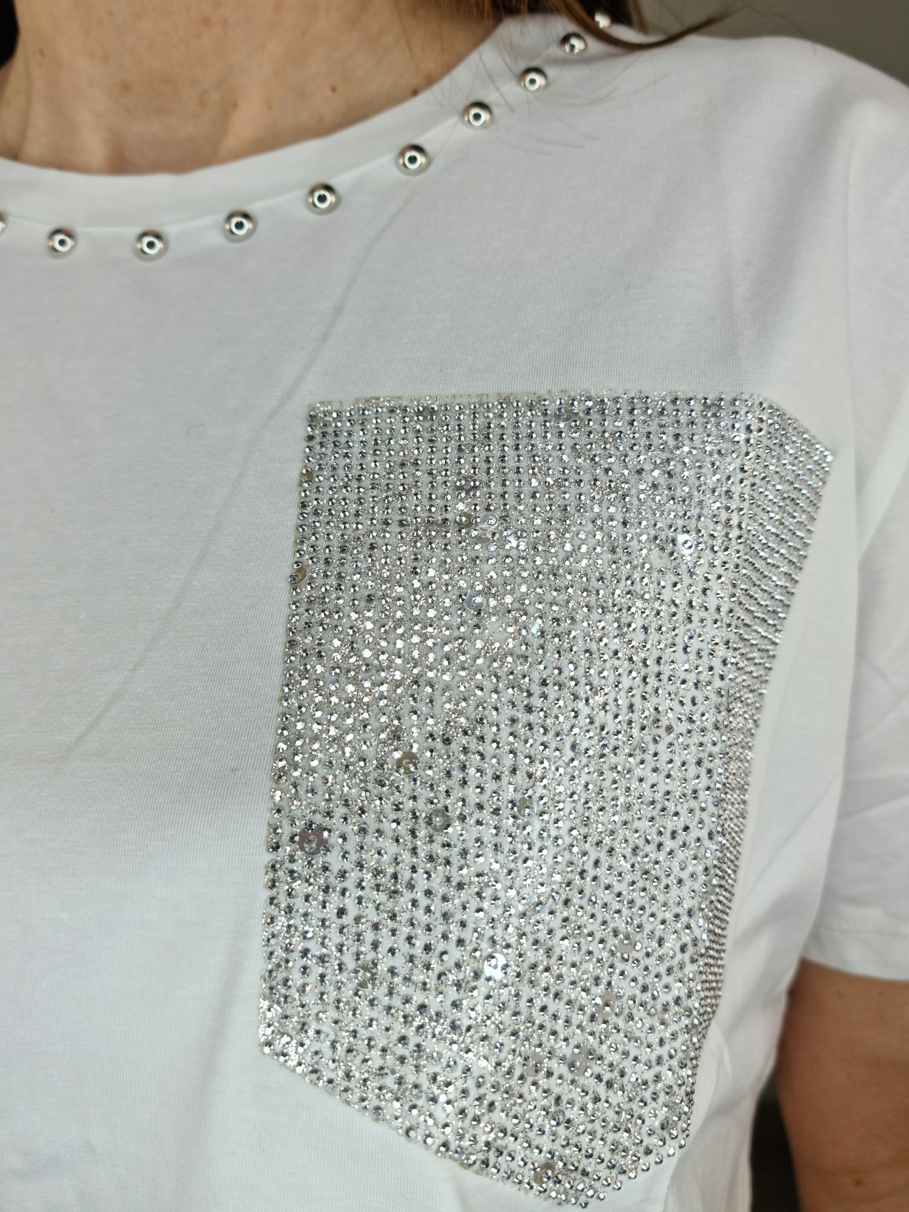 T-SHIRT TASCA STRASS