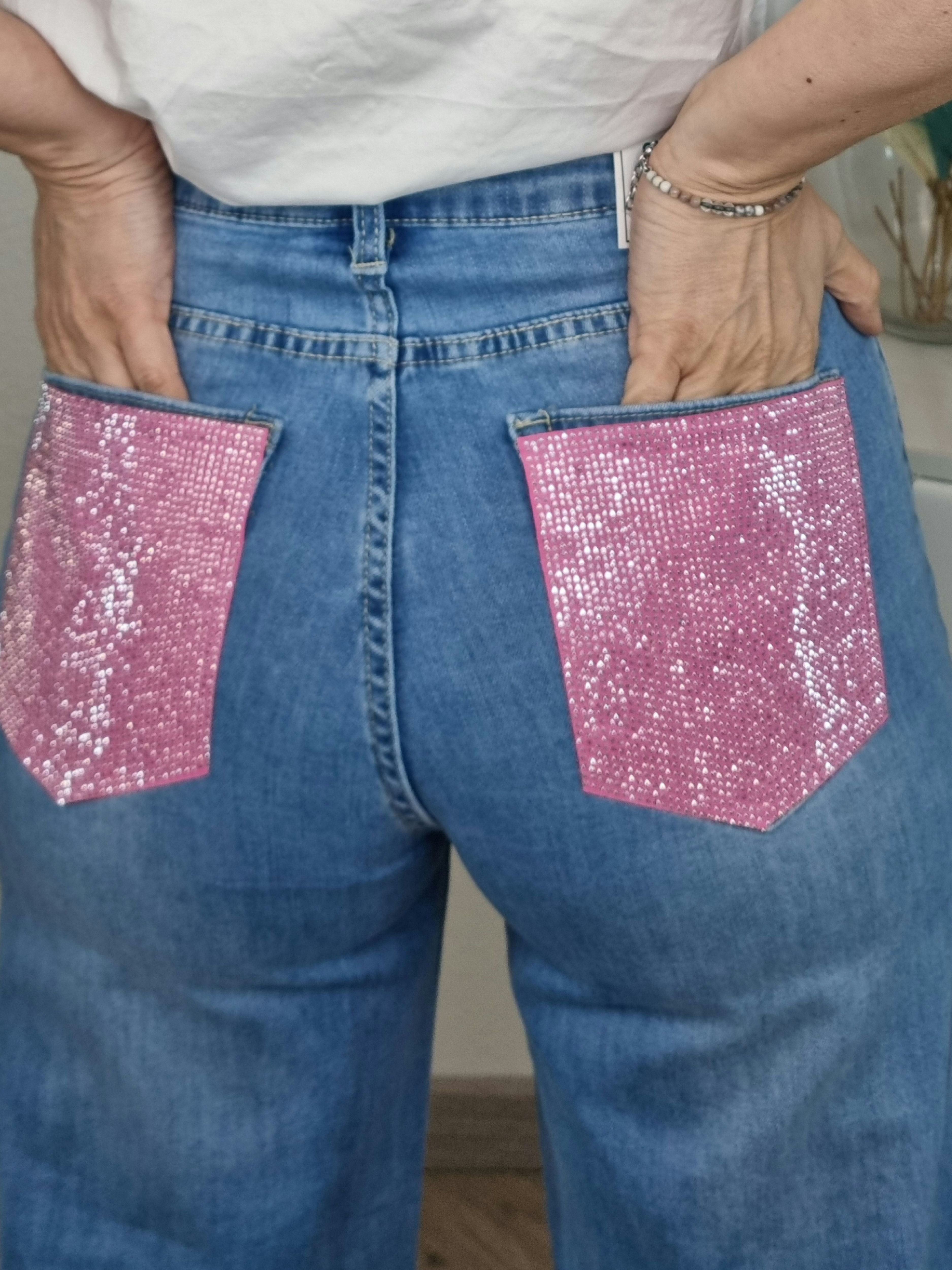 JEANS TASCA STRASS ROSA