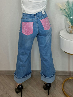 JEANS TASCA STRASS ROSA