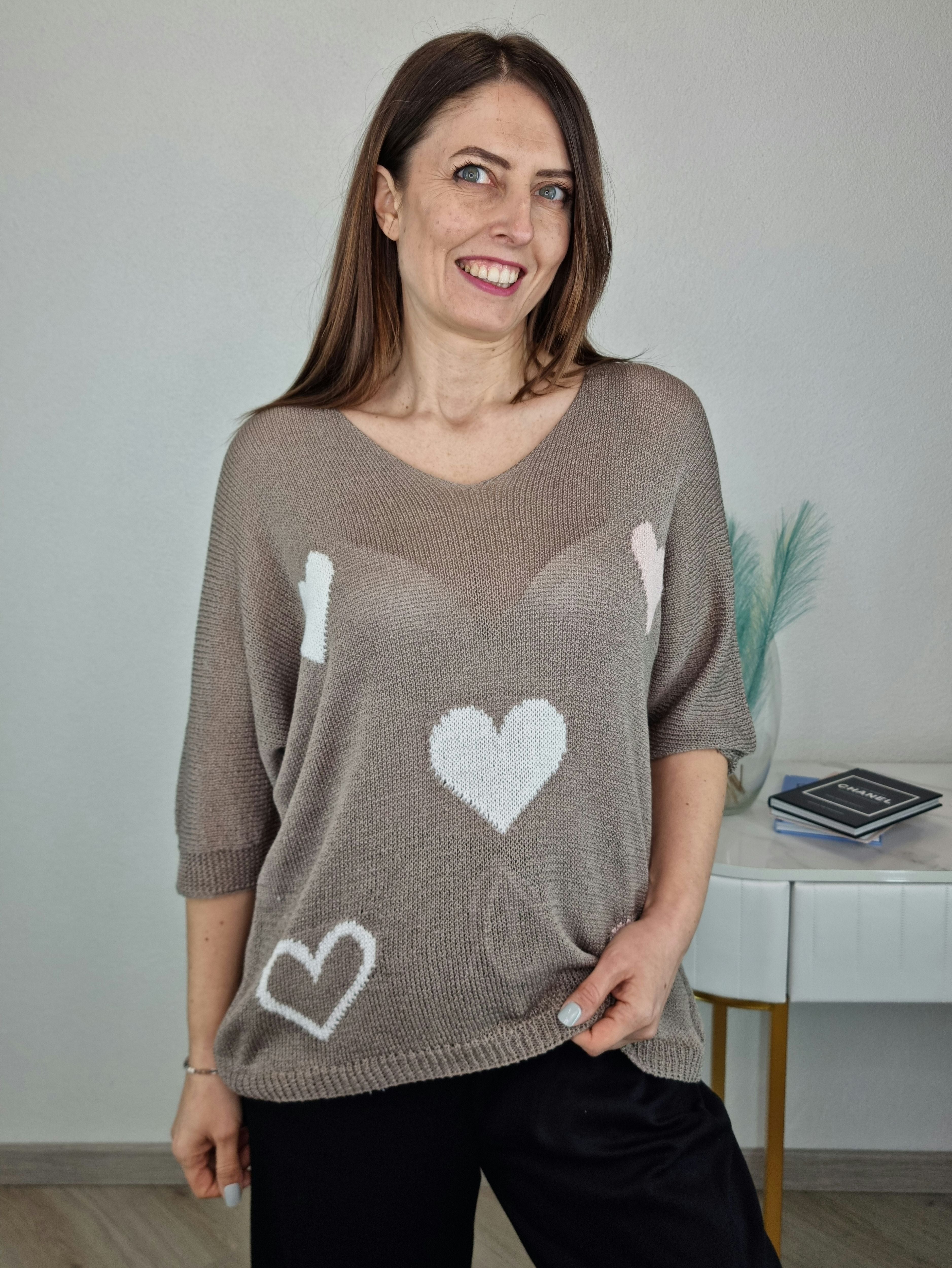 PULL CUORE TAUPE