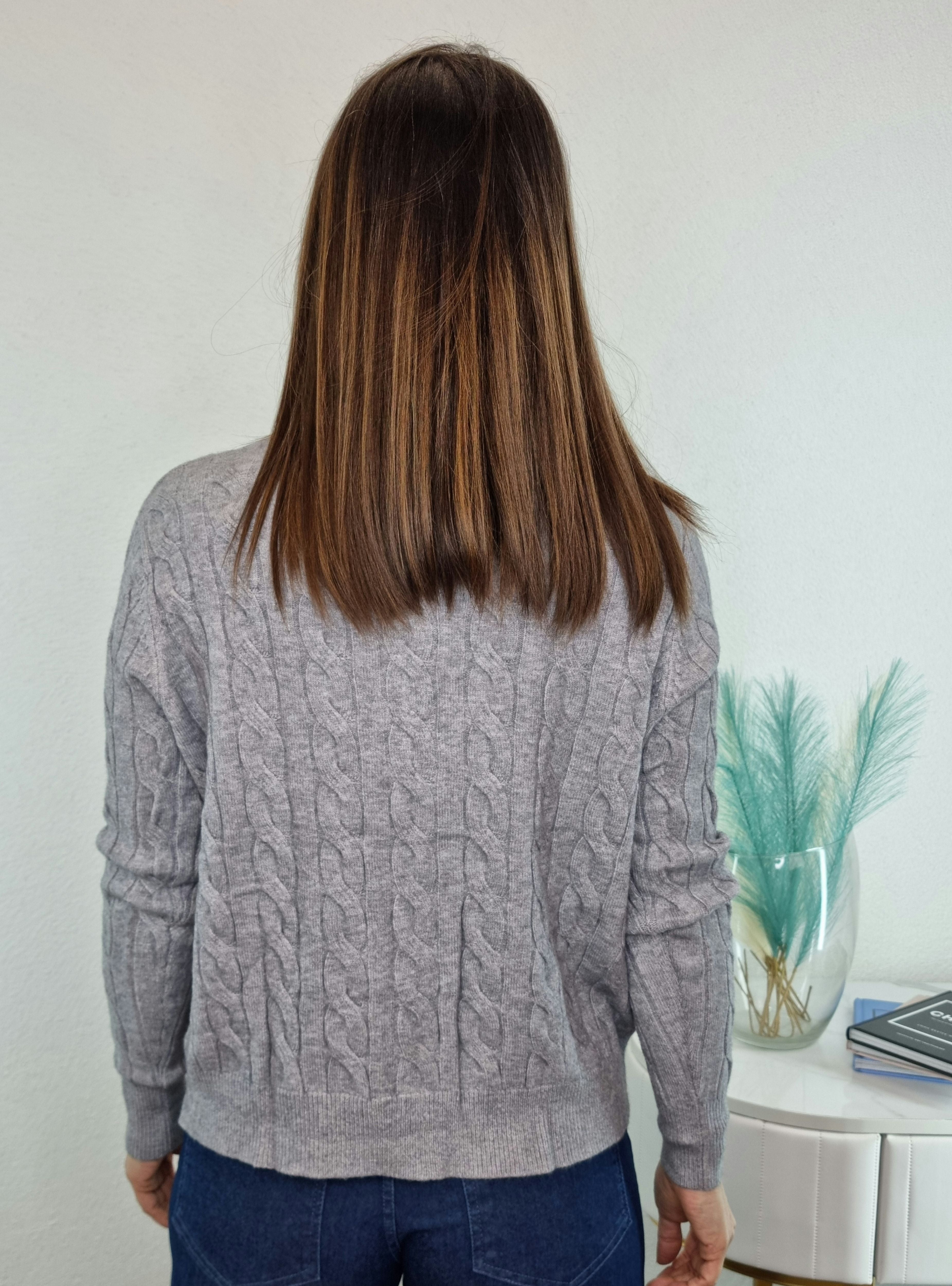 CARDIGAN TRECCIA GRIGIO