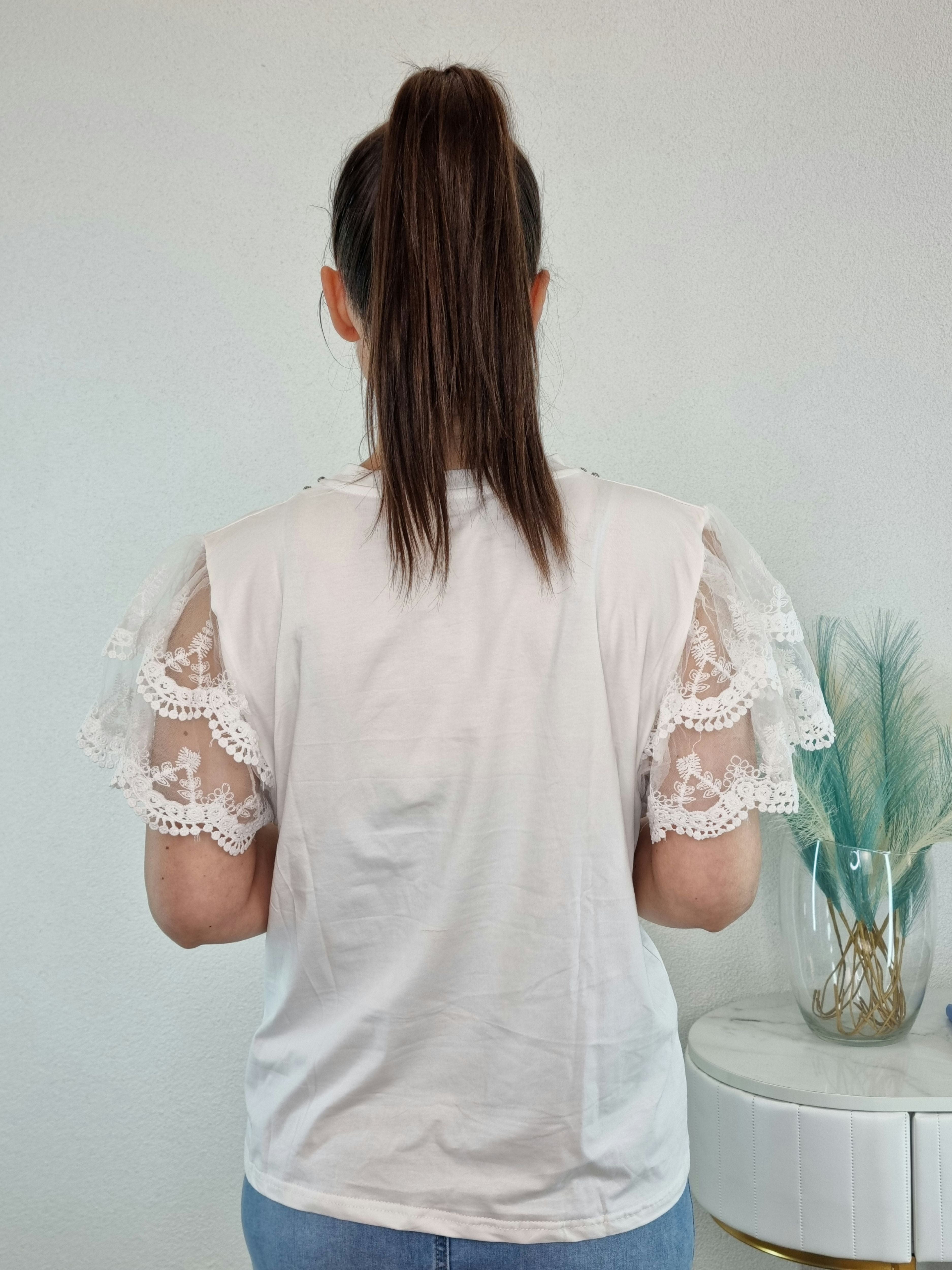 T-SHIRT PIZZO BIANCA