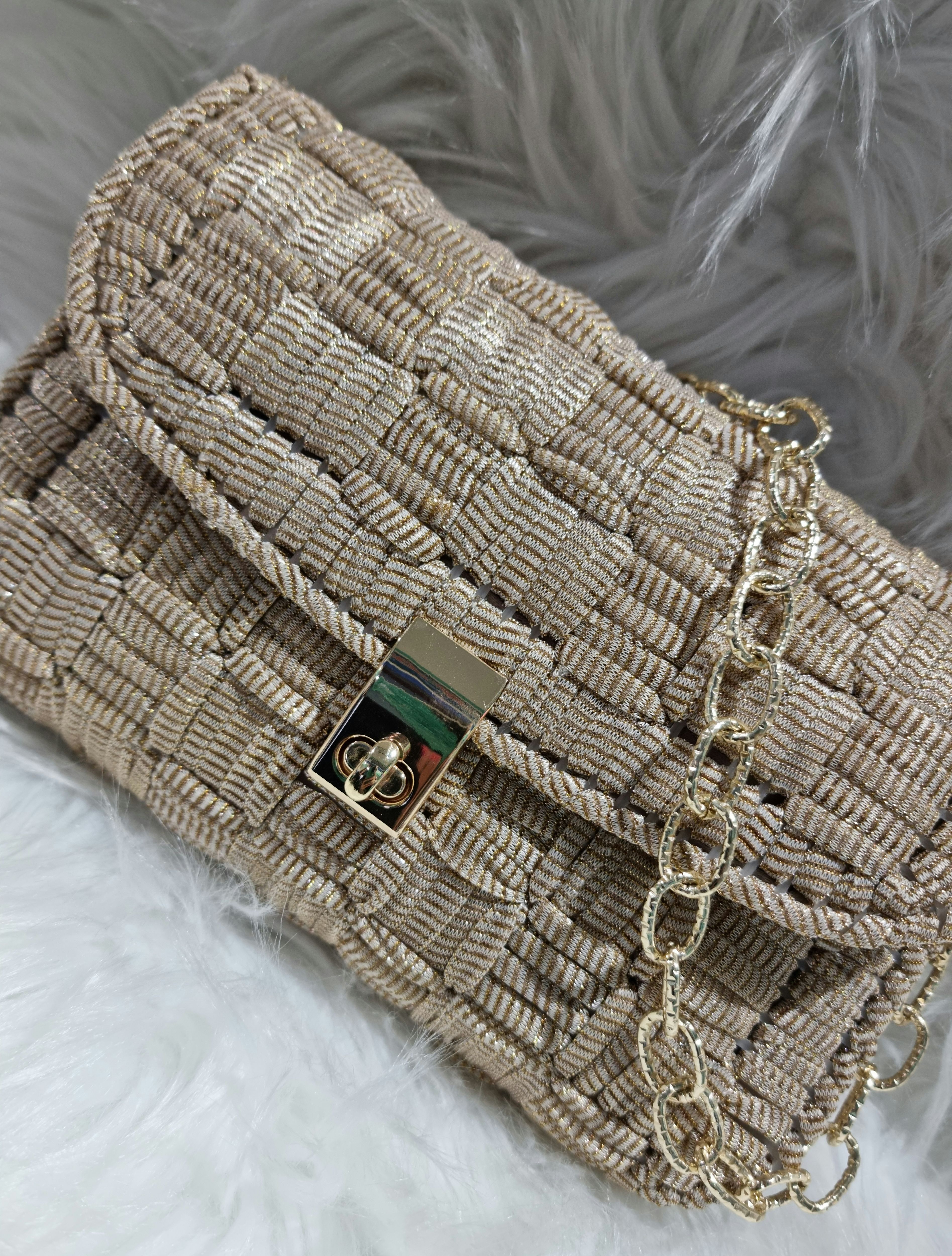 POCHETTE HANDEMADE LUREX ORO