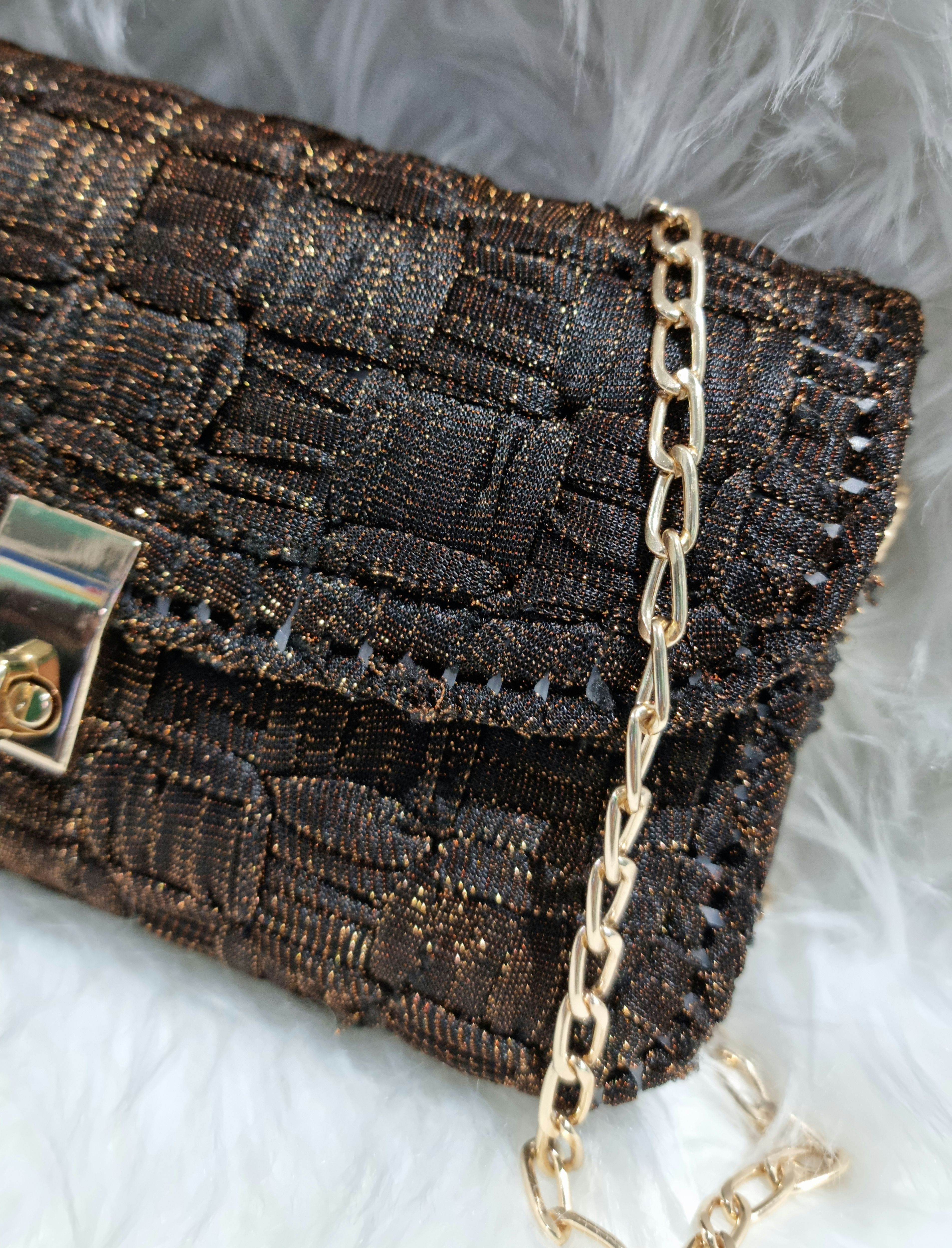 POCHETTE HANDEMADE LUREX BRONZO