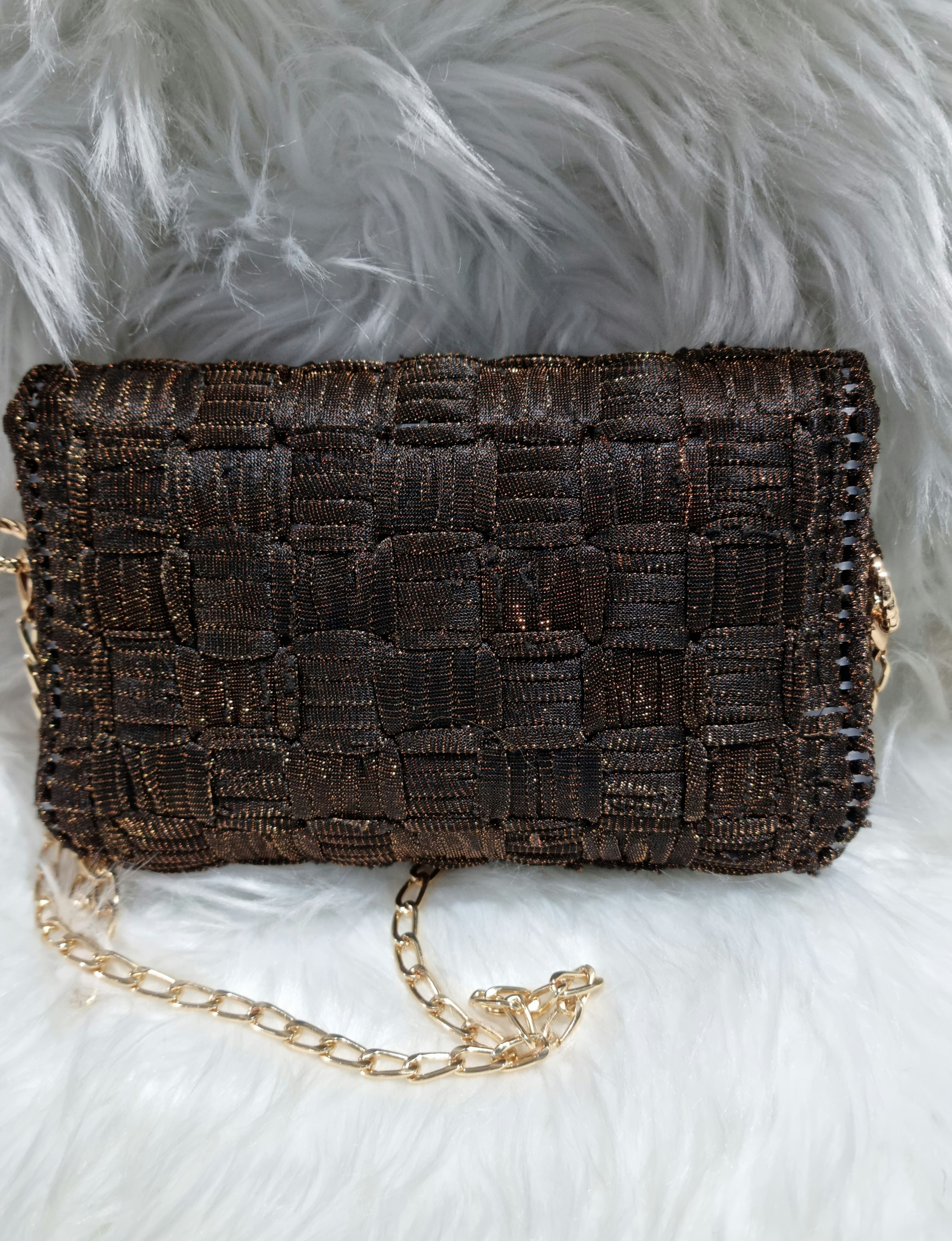 POCHETTE HANDEMADE LUREX BRONZO