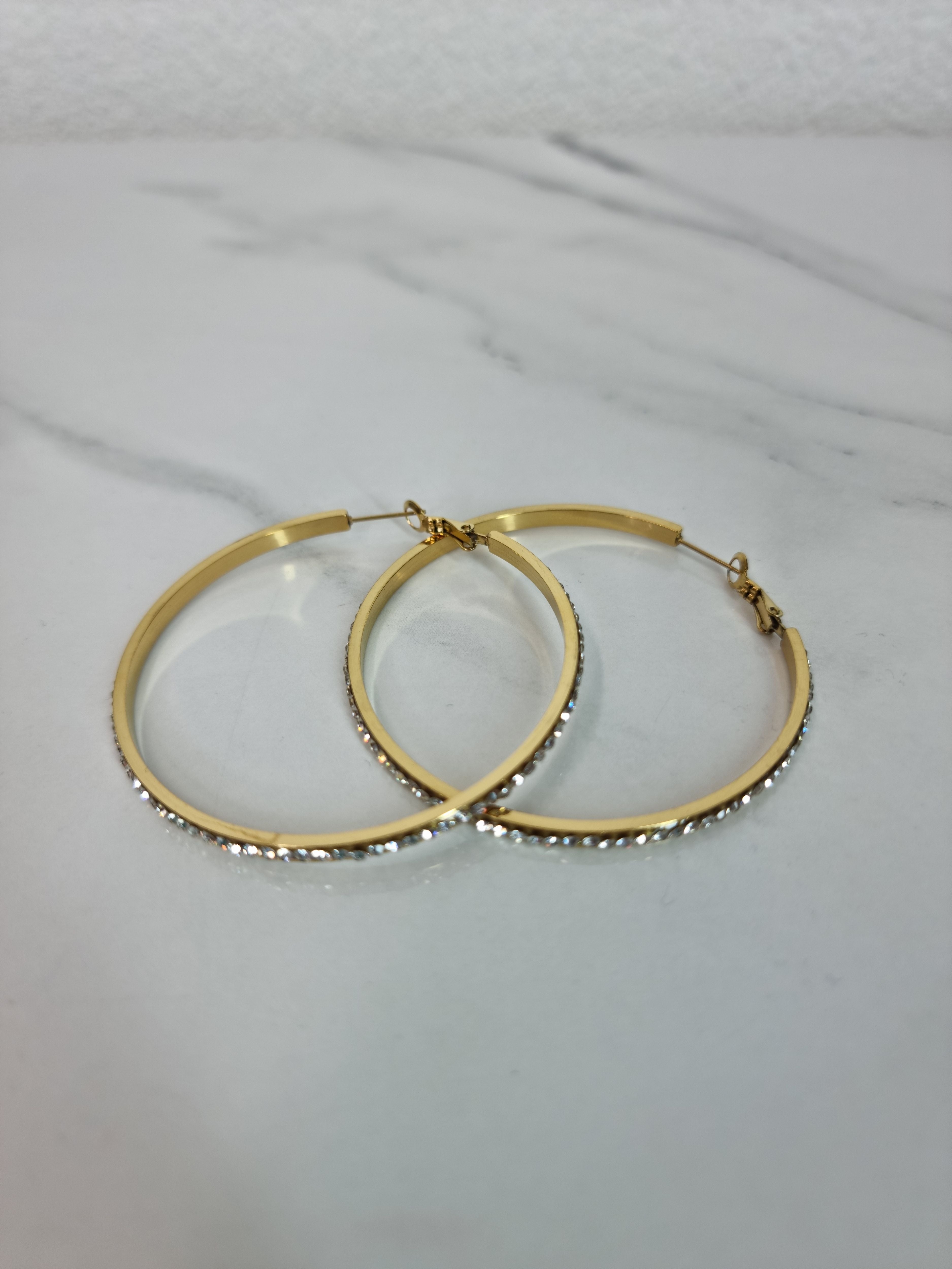 ORECCHINO cerchio strass oro