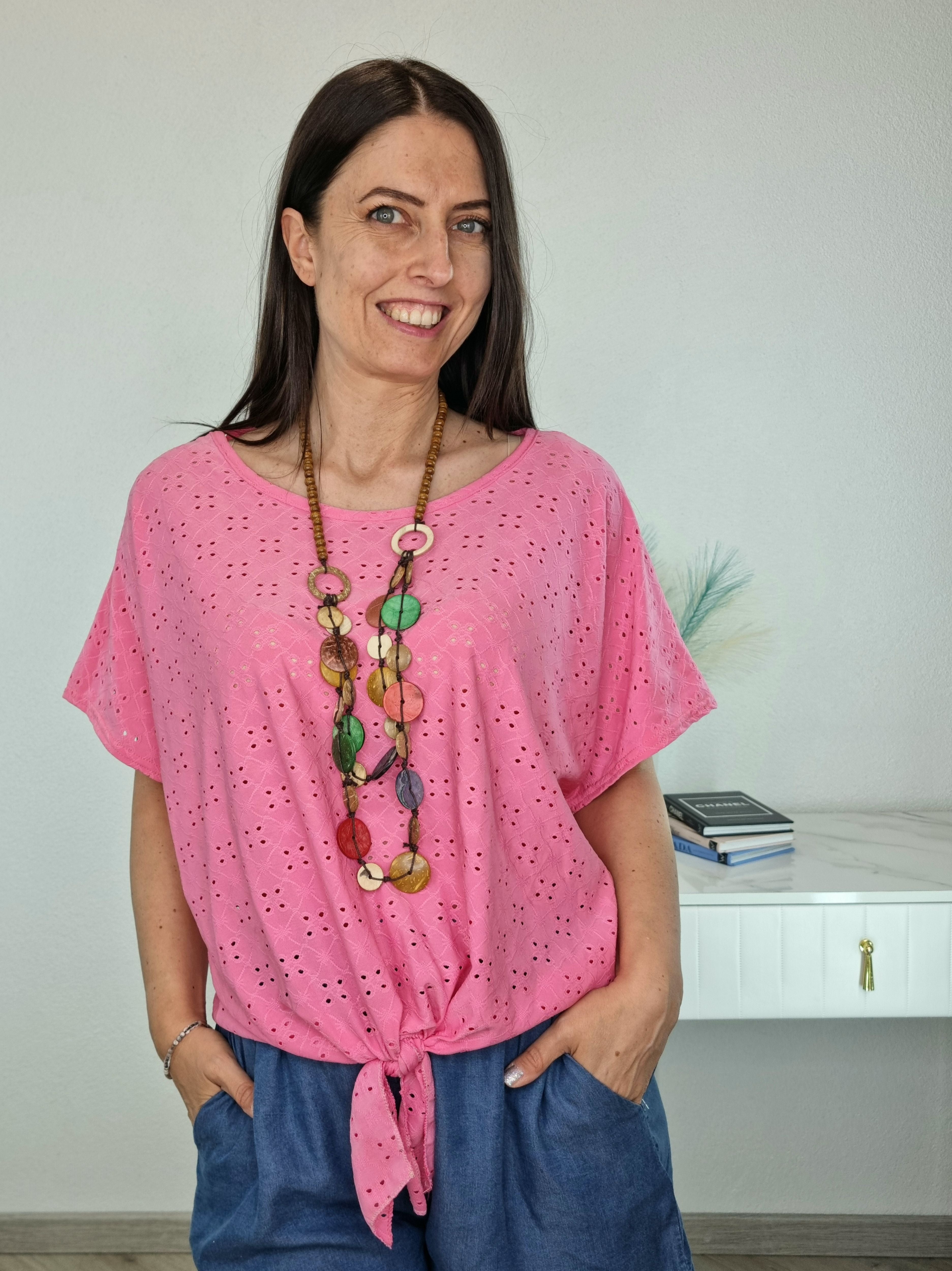 T-SHIRT COLLANA ROSA