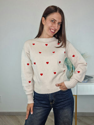 PULL CIVICO CUORI BEIGE