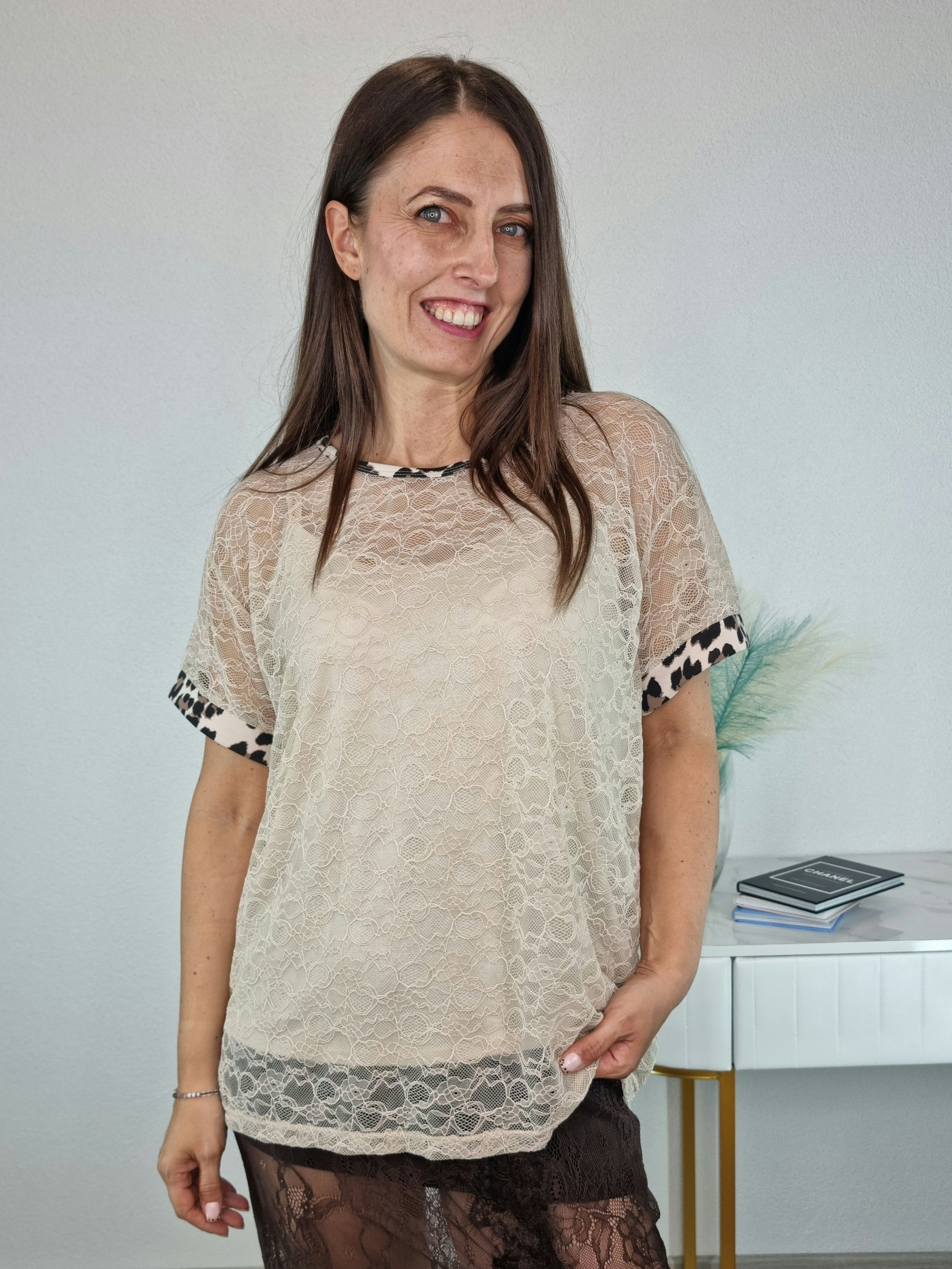 T-SHIRT CIVICO PIZZO BEIGE