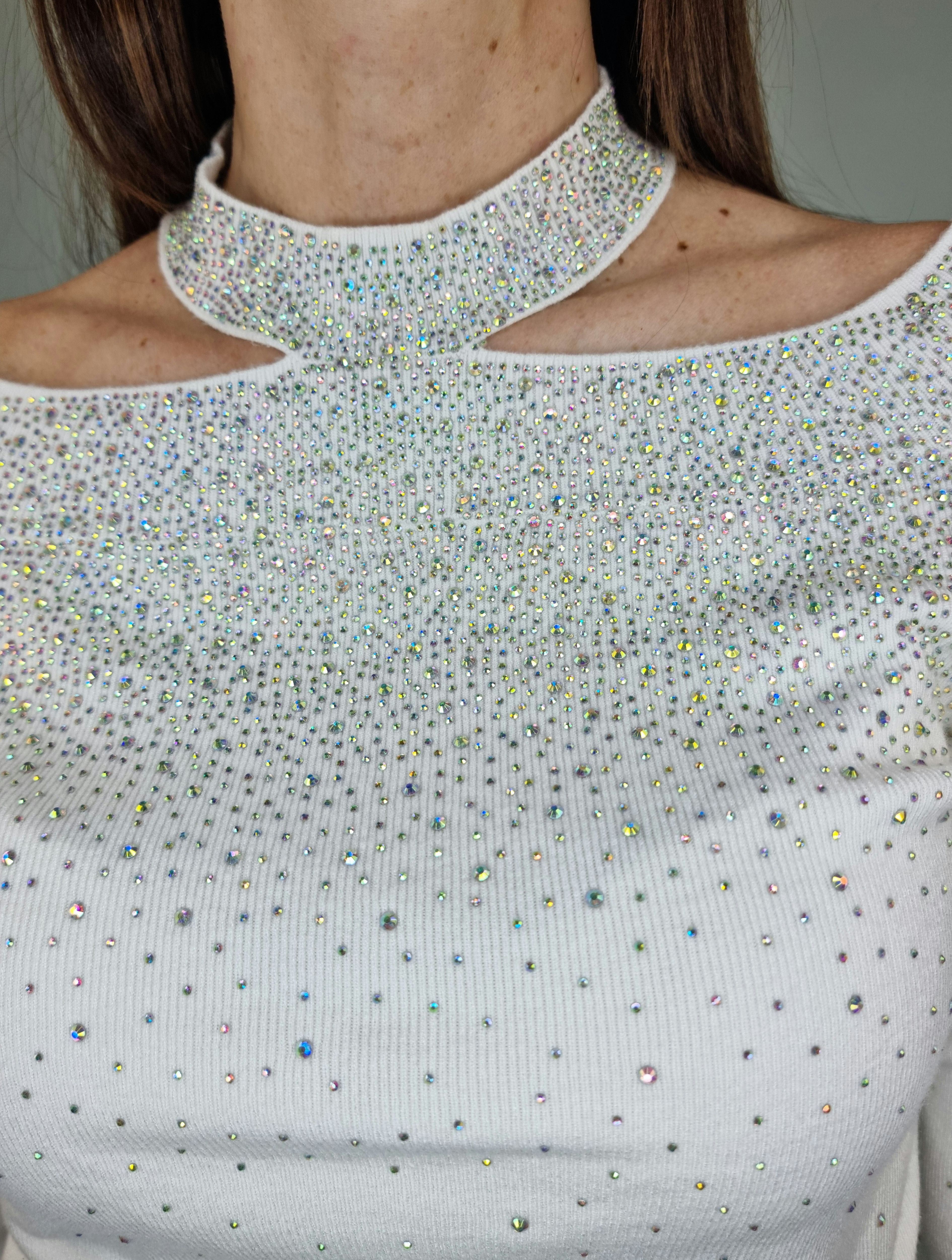 PULL CIVICO STRASS BIANCO