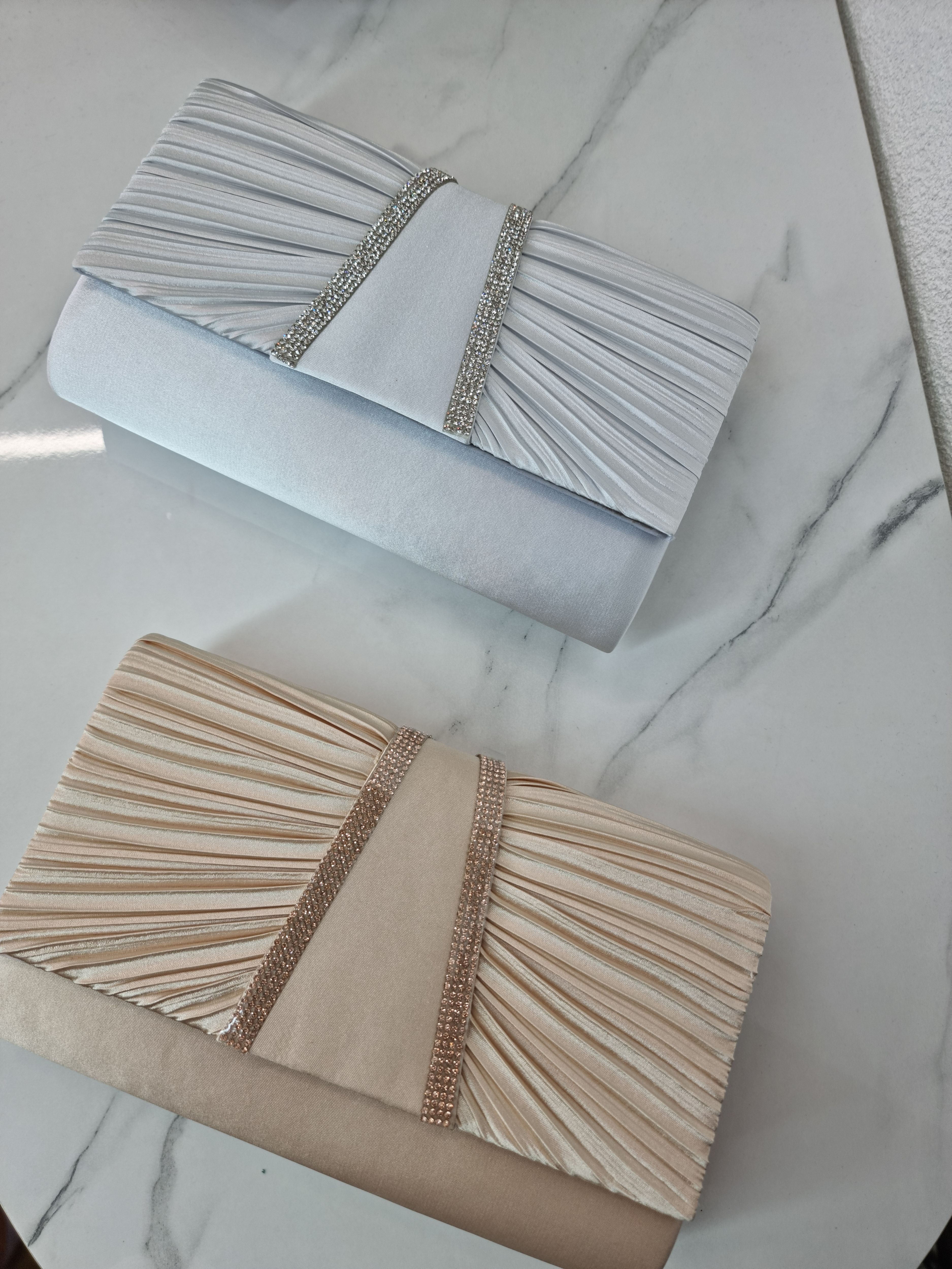 POCHETTE SATIN ARGENTO