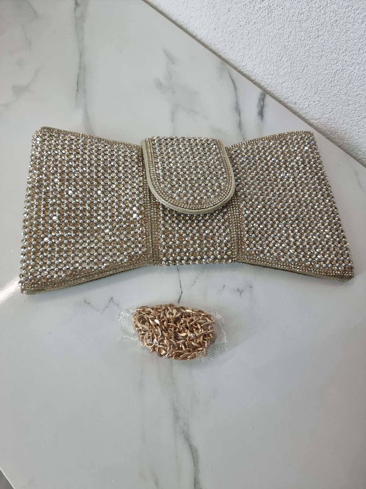 POCHETTE STRASS ORO