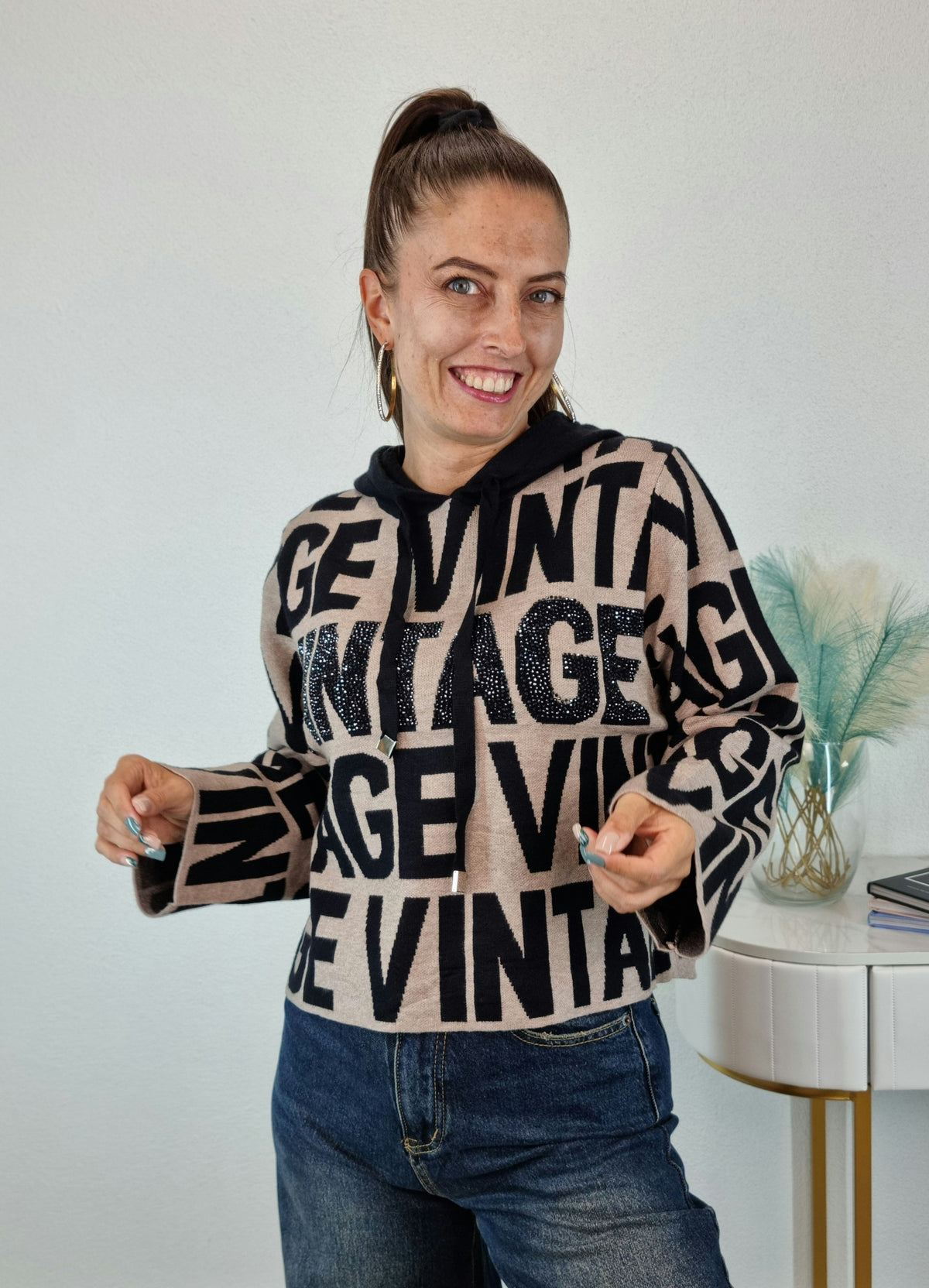 PULL VINTAGE STRASS
