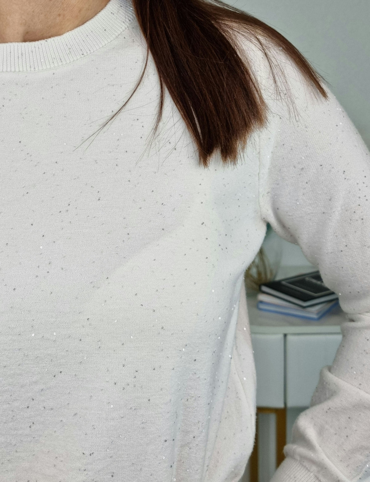 PULL PAILLETTES BIANCO