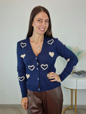 CARDIGAN CUORI BLU