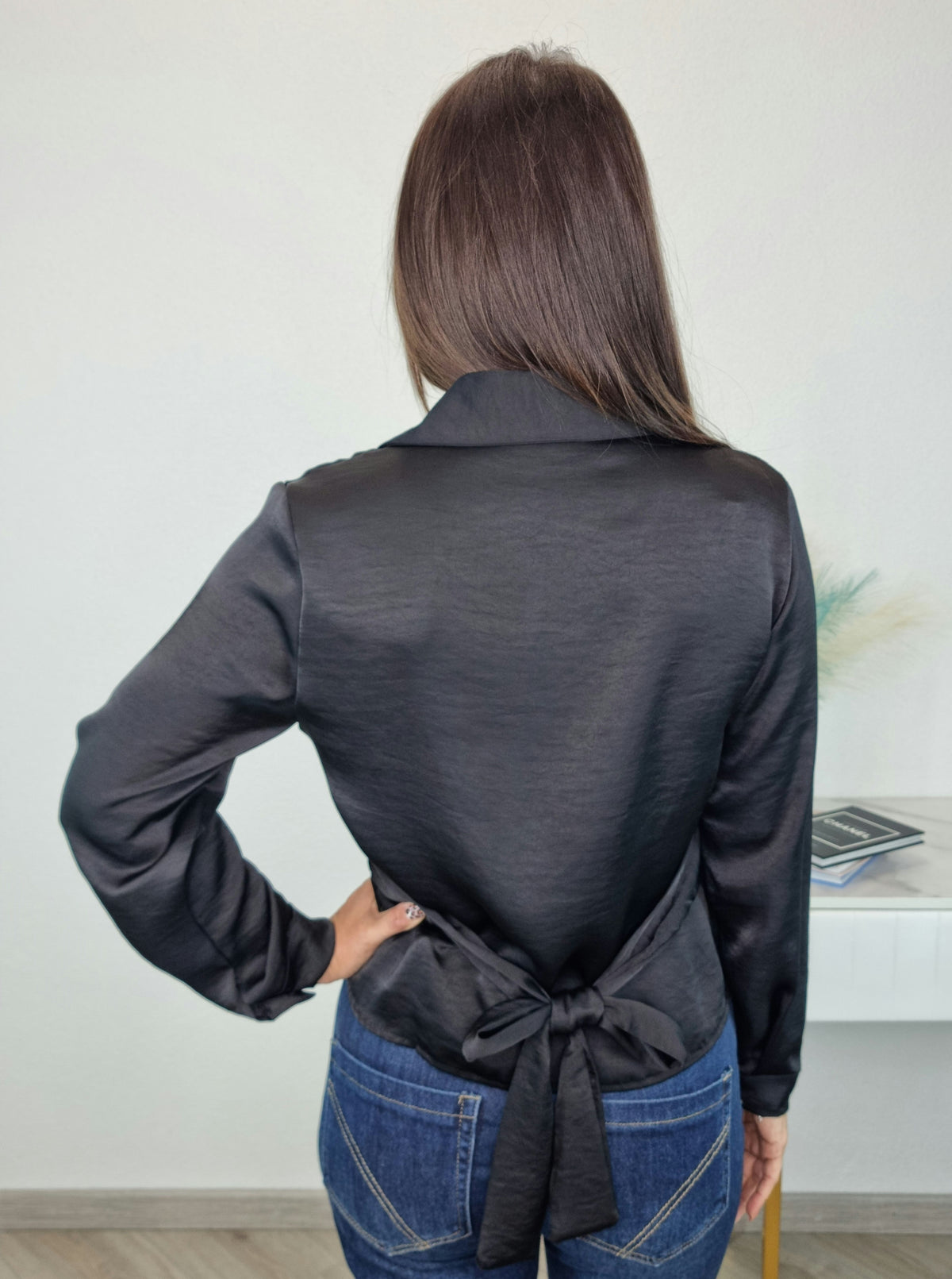 CAMICIA SATIN NERA