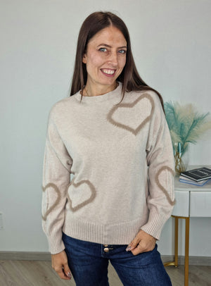 PULL CUORI BEIGE